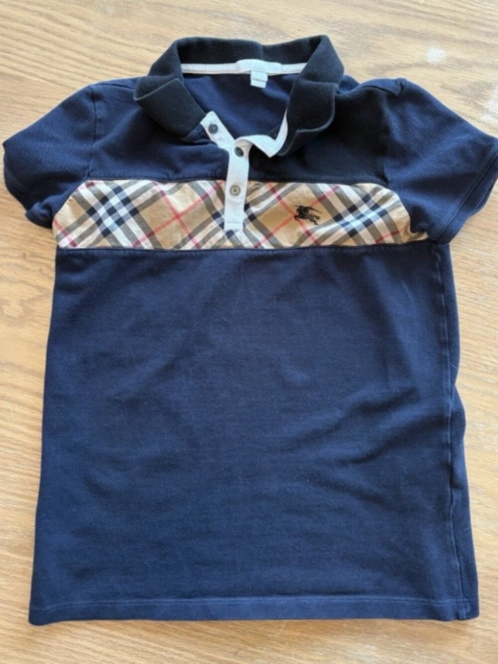 Burberry Boys Navy-Blue Nova Check Polo Shirt Boys 14